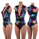 Plunging V Neck Side Panel Romper-1