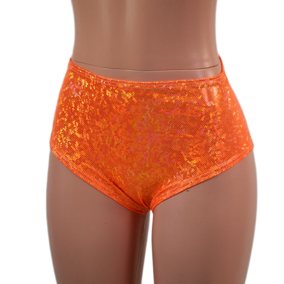 Midrise Siren Shorts in Neon Orange Kaleidoscope