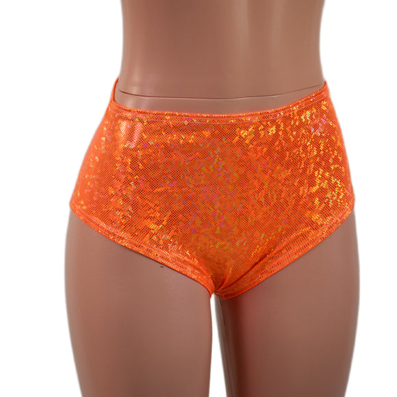 Midrise Siren Shorts in Neon Orange Kaleidoscope