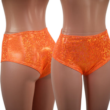 Midrise Siren Shorts in Neon Orange Kaleidoscope
