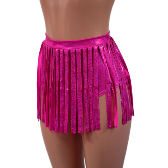 Siren Gladiator Shorts in Neon Pink Sparkly Jewel