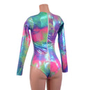 Long Sleeve Romper with Siren Cut Leg, Crew Neck, and Back Zipper-3