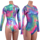 Long Sleeve Romper with Siren Cut Leg, Crew Neck, and Back Zipper-1