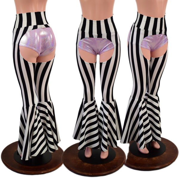 High Waist Bell Bottom Flare Chaps - 1