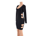 Black Zen Long Sleeve Dress with O-Ring Cutouts - 3