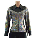 Silver and Black Kaleidoscope Rodeo Shirt with Fringe - 11