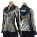 Silver and Black Kaleidoscope Rodeo Shirt with Fringe - 1