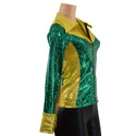 Gold and Green Kaleidoscope Rodeo Shirt with Fringe - 6