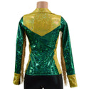 Gold and Green Kaleidoscope Rodeo Shirt with Fringe - 7