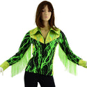 Neon Green Lightning Rodeo Shirt with Fringe - 3
