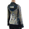 Silver and Black Kaleidoscope Rodeo Shirt with Fringe - 13