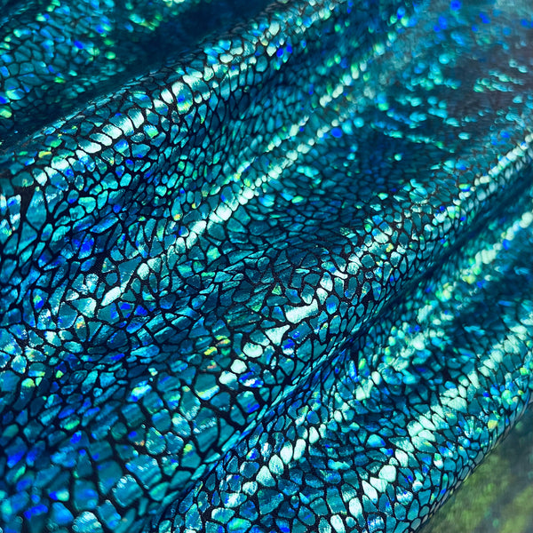 Turquoise on Black Shattered Glass Fabric - 1