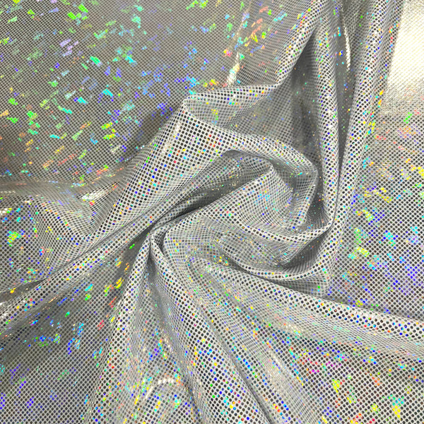 White Kaleidoscope Holographic Stretch Fabric - 5