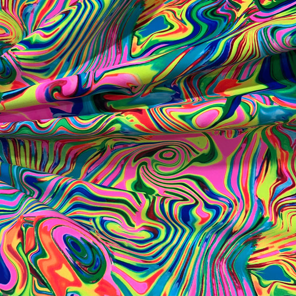 UV Glow Neon Flux Print Spandex Fabric - Coquetry Clothing