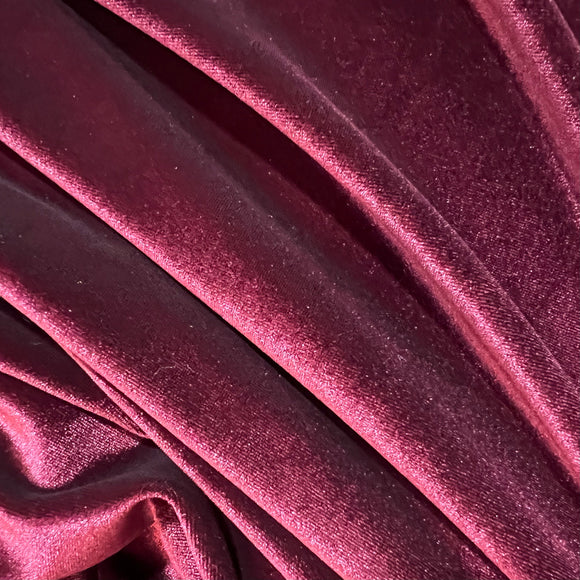 Burgundy Stretch Velvet Fabric - Coquetry Clothing