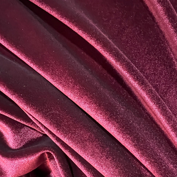 Burgundy Stretch Velvet Fabric - 1