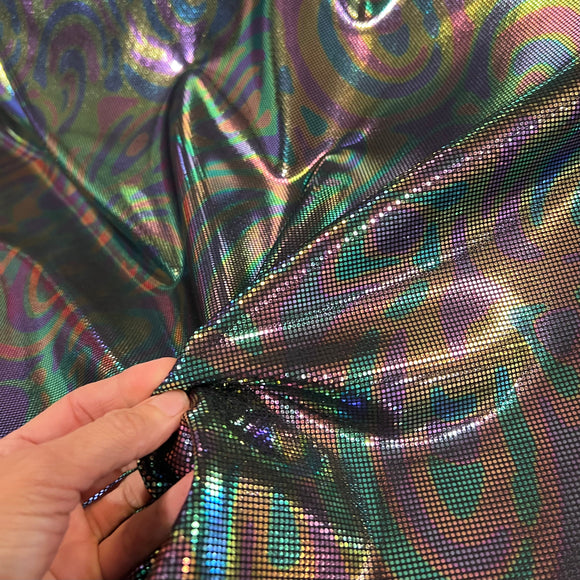 Oil Slick Metallic Spandex Fabric - Coquetry Clothing