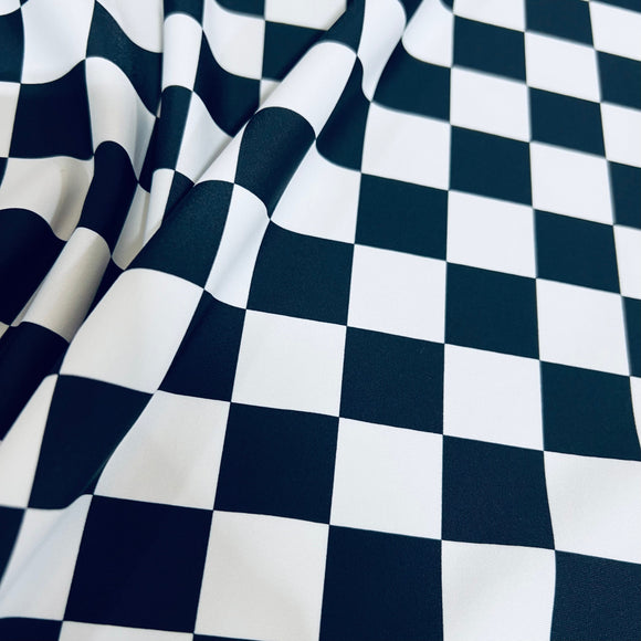 UV  Black & White Checkered Spandex Fabric - Coquetry Clothing