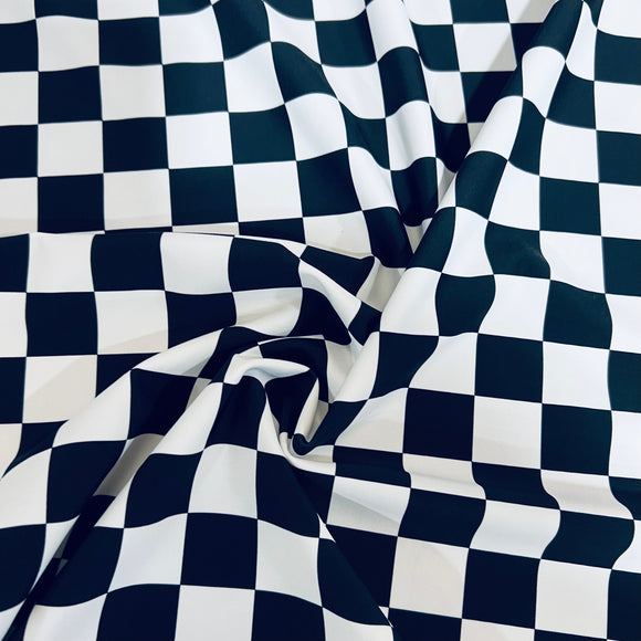 UV  Black & White Checkered Spandex Fabric - Coquetry Clothing