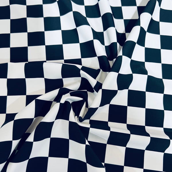 UV  Black & White Checkered Spandex Fabric - 3