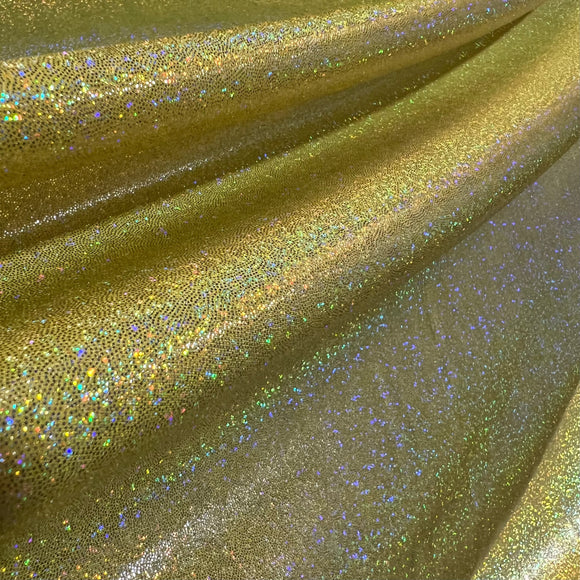 Yellow Sparkly Jewel Holographic Fabric - Coquetry Clothing