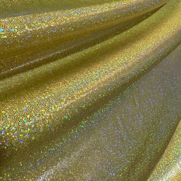 Yellow Sparkly Jewel Holographic Fabric - 3