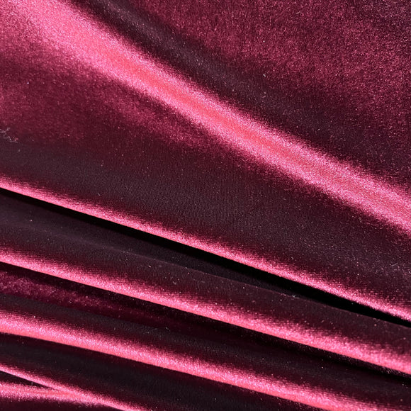 Burgundy Stretch Velvet Fabric - Coquetry Clothing