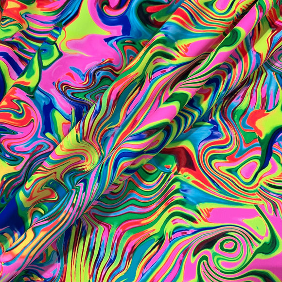 UV Glow Neon Flux Print Spandex Fabric - Coquetry Clothing