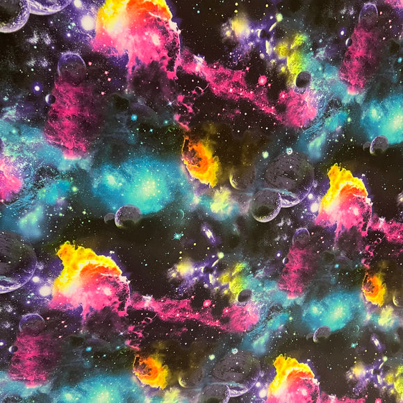 UV Glow Galaxy Print Spandex Fabric - Coquetry Clothing