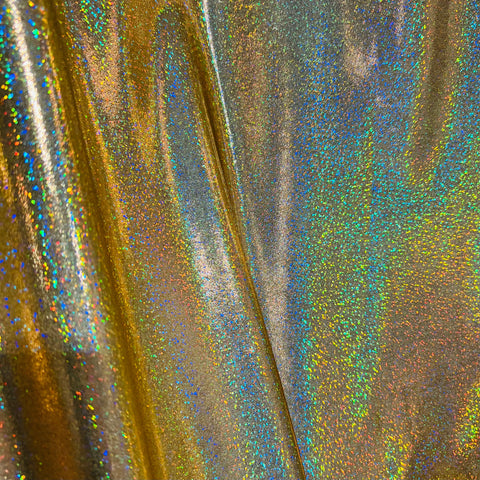 Gold Sparkly Jewel Holographic Fabric - Coquetry Clothing