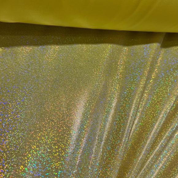 Yellow Sparkly Jewel Holographic Fabric - Coquetry Clothing