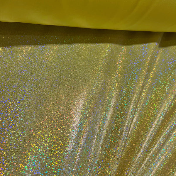 Yellow Sparkly Jewel Holographic Fabric - 4