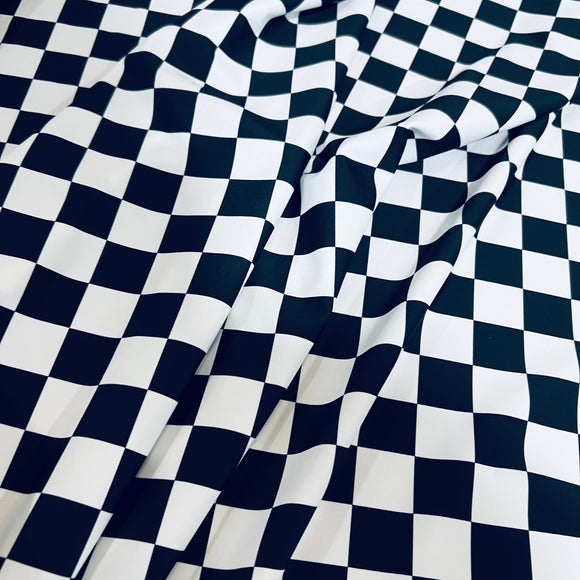UV  Black & White Checkered Spandex Fabric - Coquetry Clothing