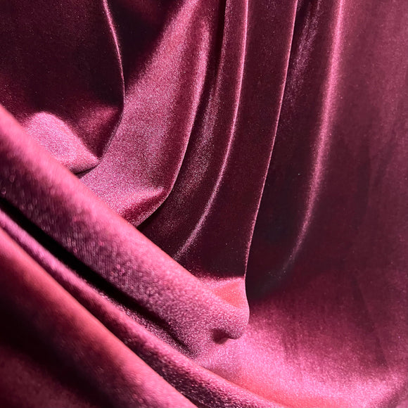 Burgundy Stretch Velvet Fabric - Coquetry Clothing