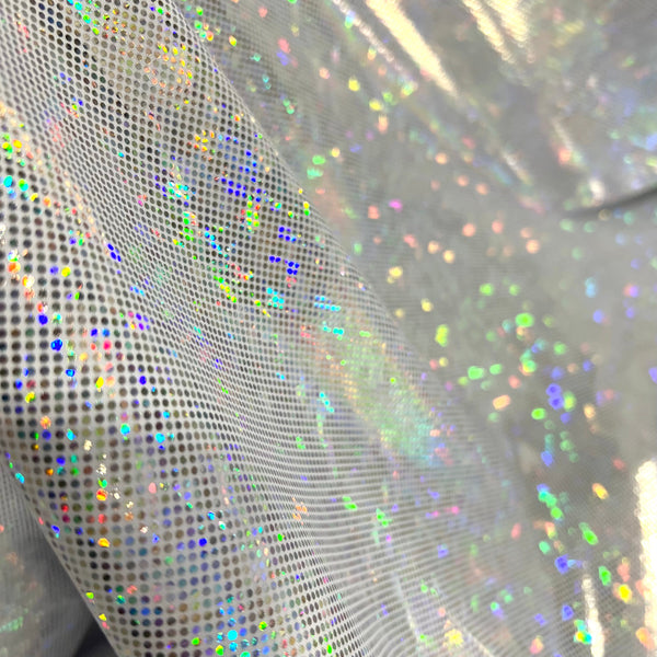 White Kaleidoscope Holographic Stretch Fabric - 7