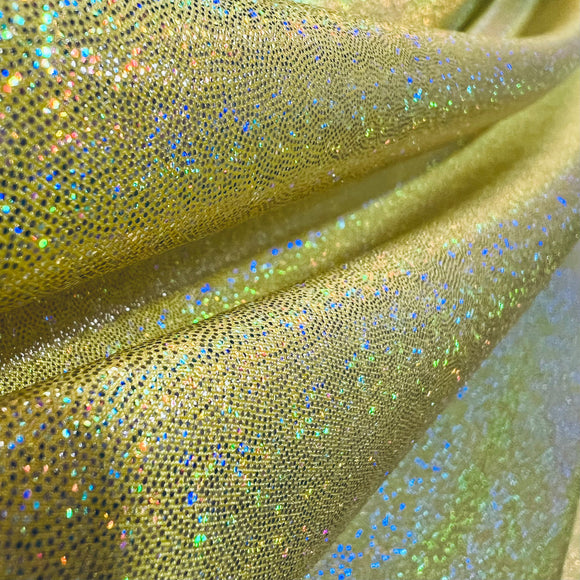 Yellow Sparkly Jewel Holographic Fabric - Coquetry Clothing