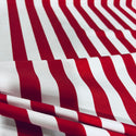 Red and White Stripe Spandex Fabric - 3