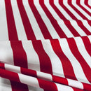 Red and White Stripe Spandex Fabric - Coquetry Clothing