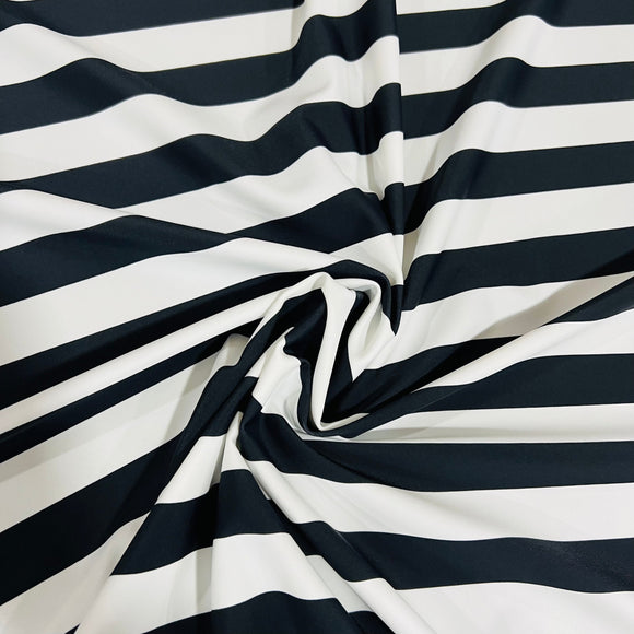UV Black & White Stripe Spandex Fabric - Coquetry Clothing