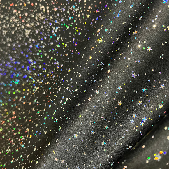 Star Noir Holographic Spandex Fabric - Coquetry Clothing