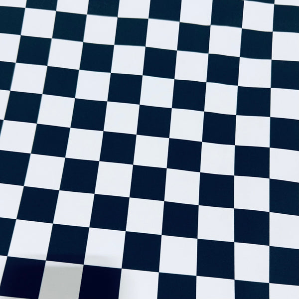 UV  Black & White Checkered Spandex Fabric - 6