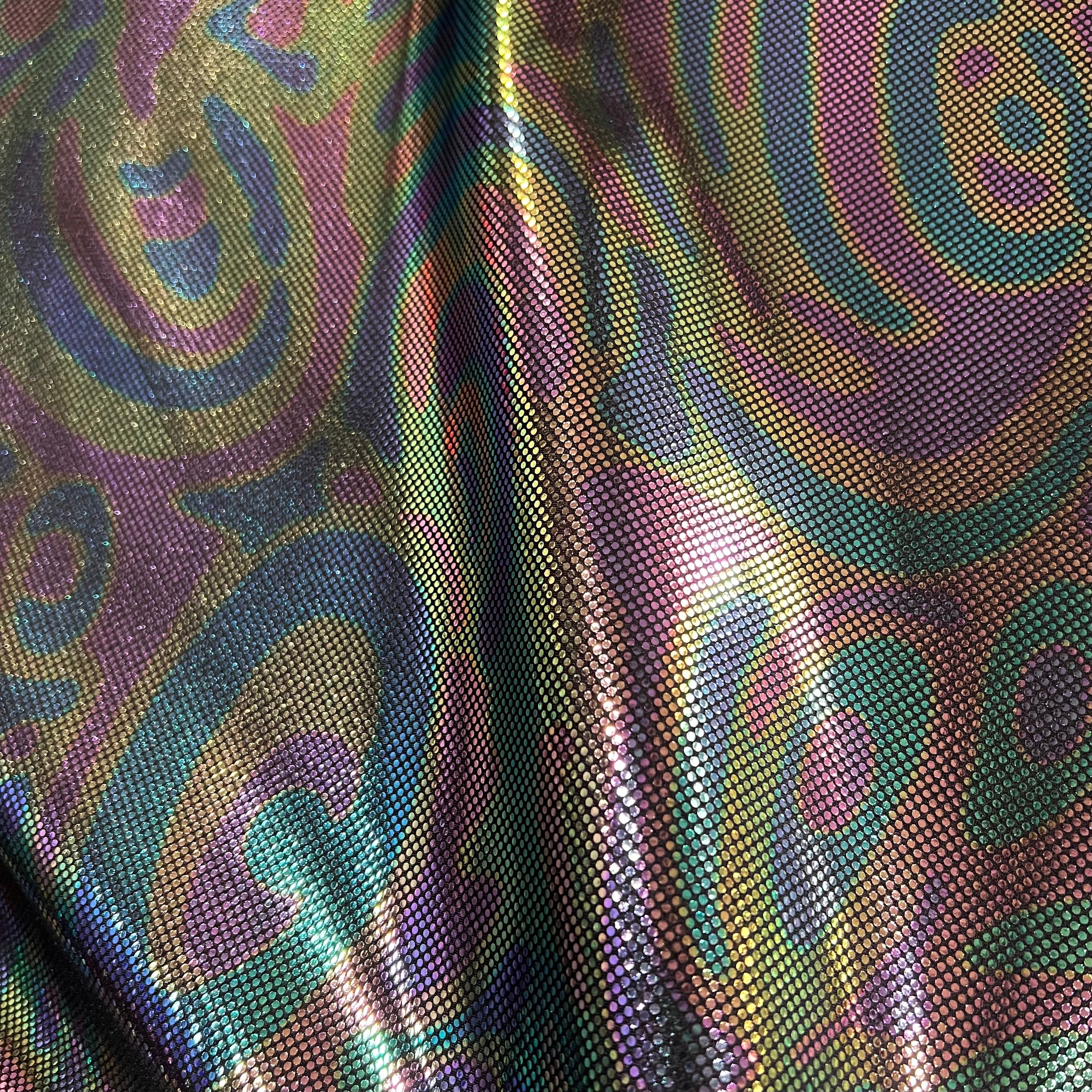 Oil Slick Metallic Spandex Fabric - Coquetry Clothing