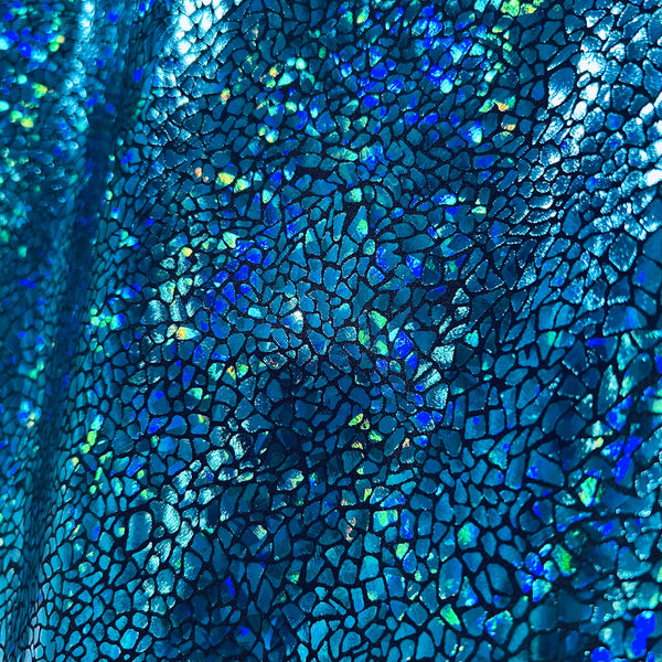 Turquoise on Black Shattered Glass Fabric - 5