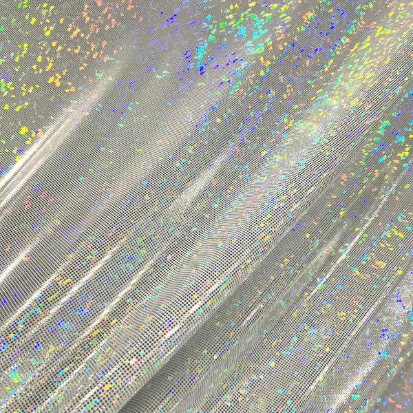 White Kaleidoscope Holographic Stretch Fabric - 1