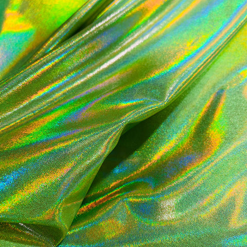 UV Glow Lime Holographic Fabric - Coquetry Clothing