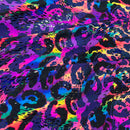 UV Glow Rainbow Leopard Print Spandex Fabric - Coquetry Clothing
