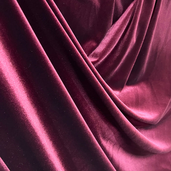 Burgundy Stretch Velvet Fabric - Coquetry Clothing