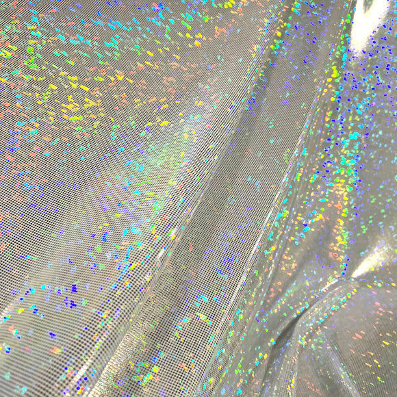 White Kaleidoscope Holographic Stretch Fabric - Coquetry Clothing