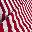 Red and White Stripe Spandex Fabric - 2