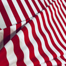 Red and White Stripe Spandex Fabric - Coquetry Clothing